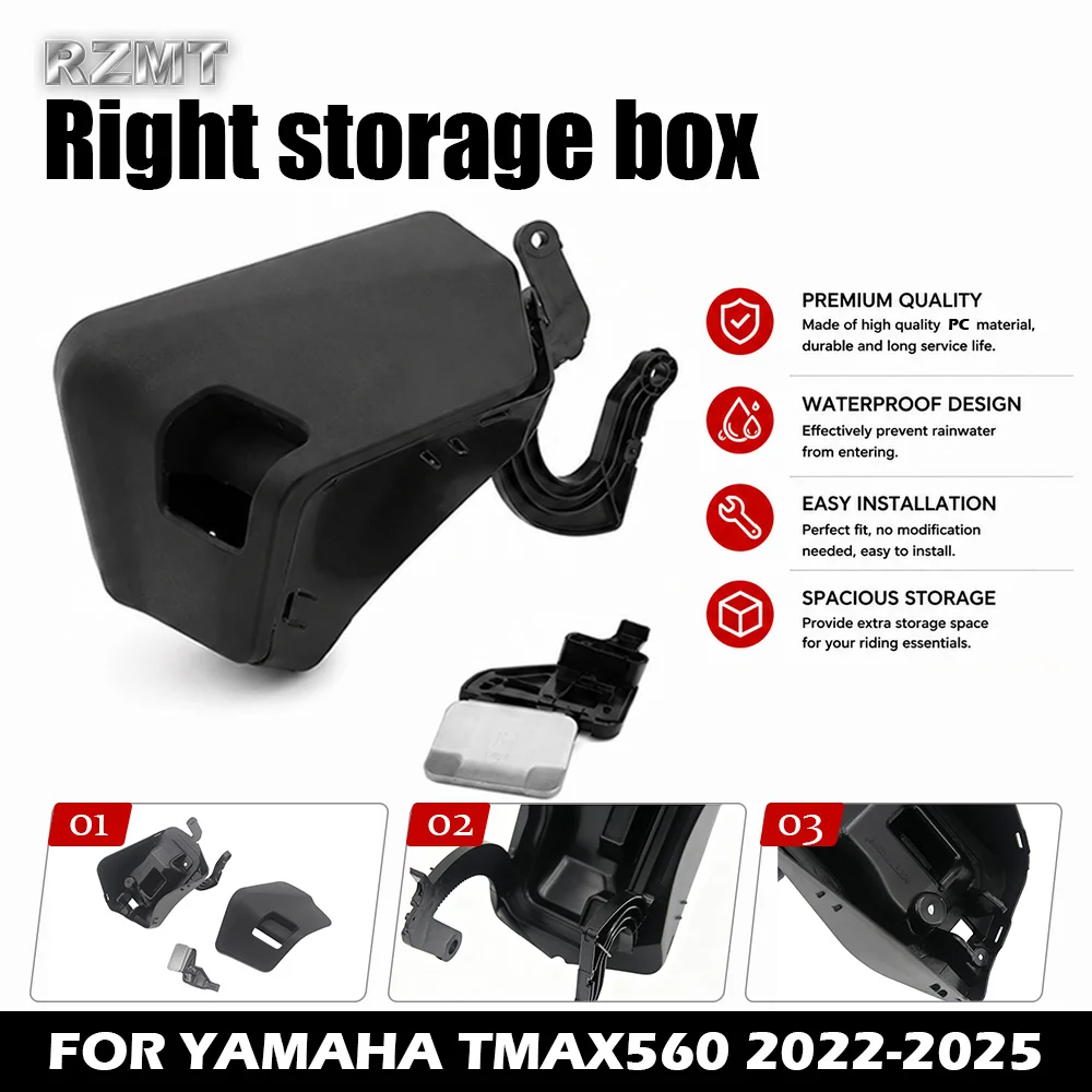 Motorcycle Parts For YAMAHA TMAX 560 2022-2025 Right Storage Cover Assembly Box Tool Box Storage