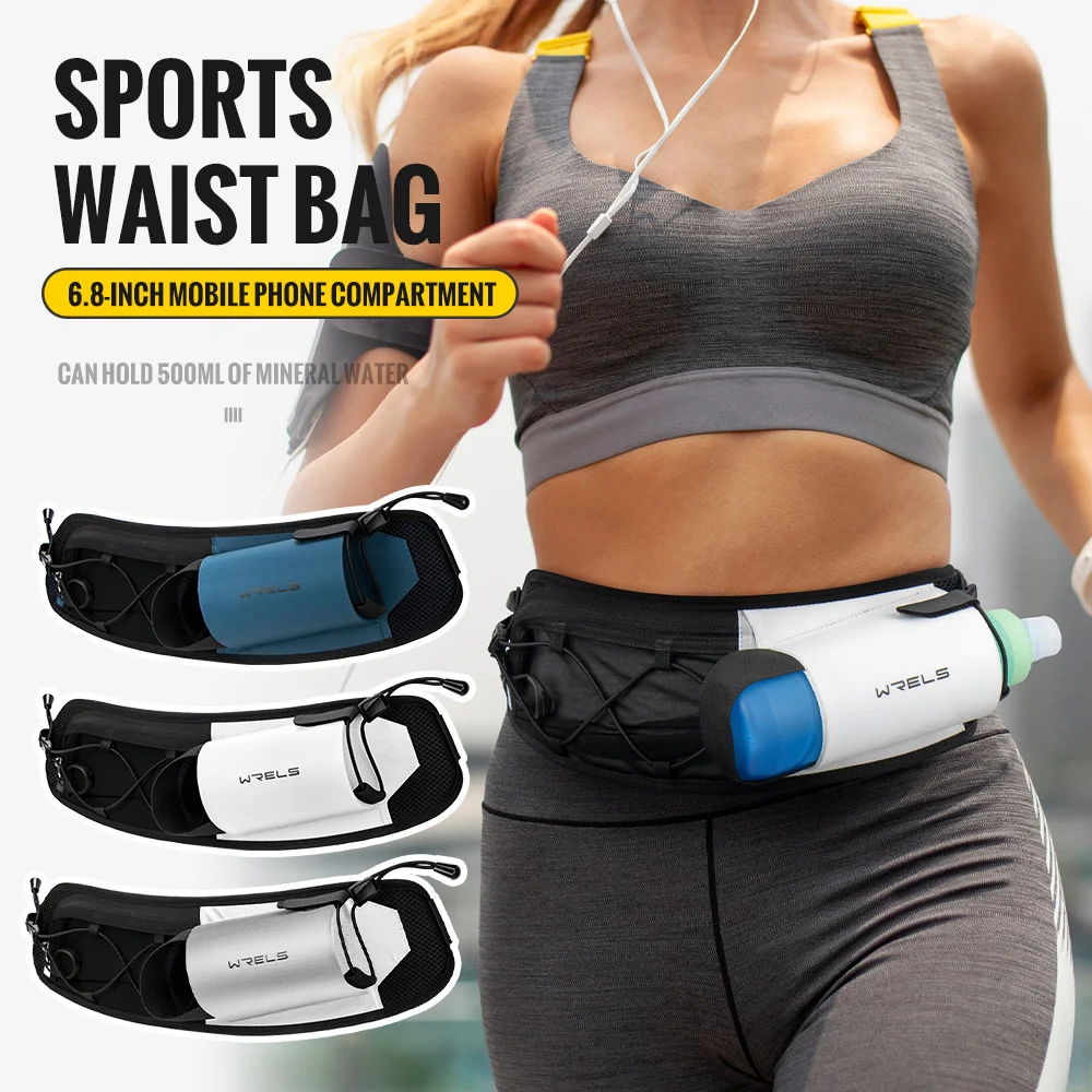 WRELS Water Bottle Sports Fanny Pack Running Waist Bag Lightweight Hydration Sport Belt Bag Adjustable Hiking Cycling Bottle Bag