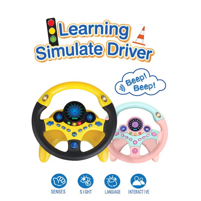 Kids Electric Simulation Steering Wheel Toy With Light And Sound Educational Children Co-Pilot Children'S Car Toy Vocal Toy Gift