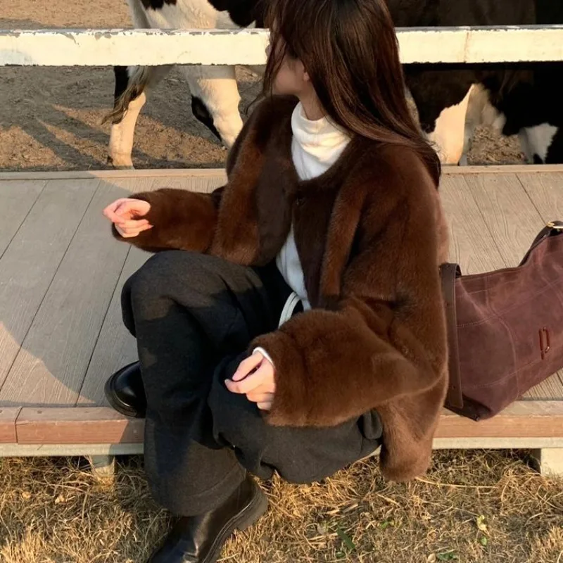 2026 New Environmentally Friendly Autumn and Winter Foreign Style Mink Hair Coat Women Short High-end Fur Integrated Warm coat