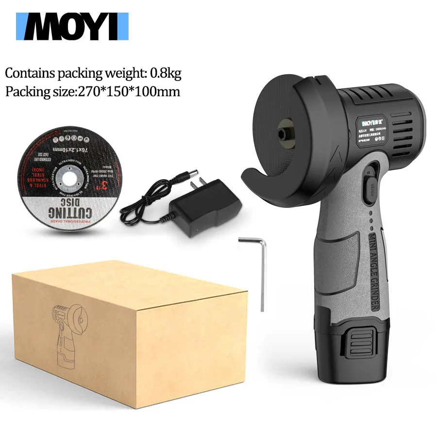 Household 12v Battery with Brush Motor, 3-inch Electric Angle Grinder, Cutting Machine, Woodworking Tool