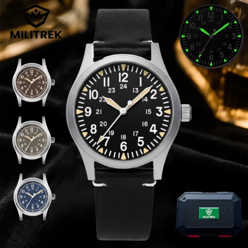 MILITREK 2026 New 37mm Military Retro Belt Men'S VK31 Quartz Watch Stainless Steel 100m Waterproof C3 Night Light Reloj Hombre
