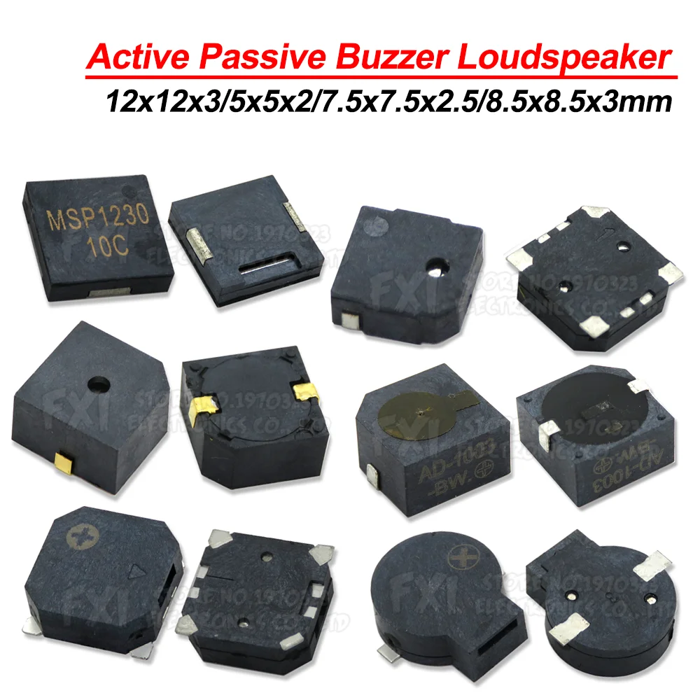 5 sztuk/partia Buzzer 9032 5020 7525 9650 1230 9.0x3.2MM aktywny pasywny brzęczyk magnetyczny DC 3V 5V 9.0*3.2MM głośnik dla Arduino SMD