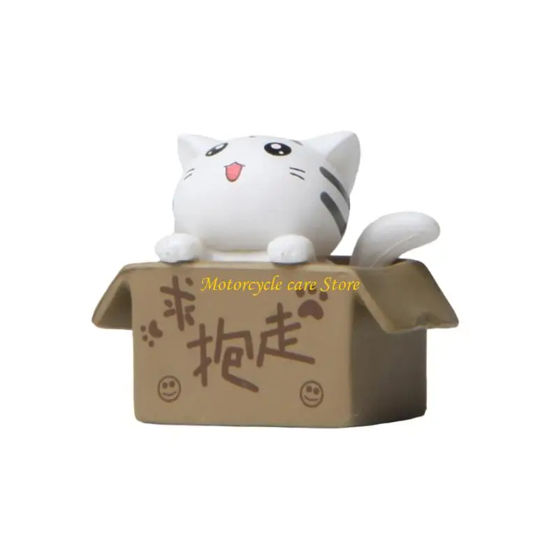U75F Playful Dashboard Ornament Whimsical Cats with Big Eye & Open Mouth PVC Craft
