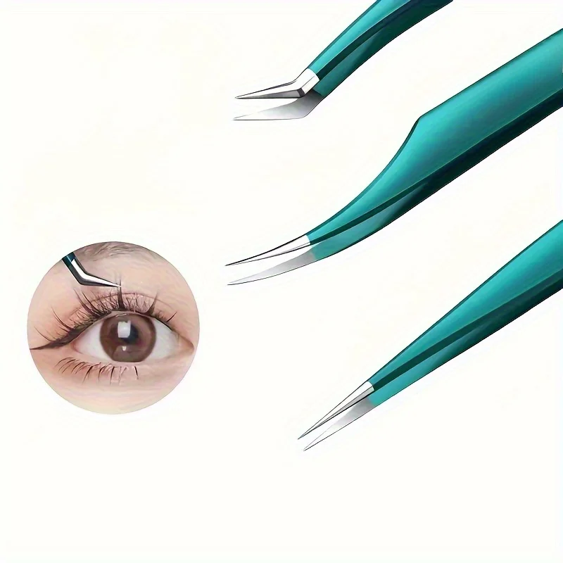 Kit di strumenti per extension ciglia ipoallergeniche - Set di pinzette in acciaio inossidabile con piume dorate e morsetti per delfini per artisti delle ciglia