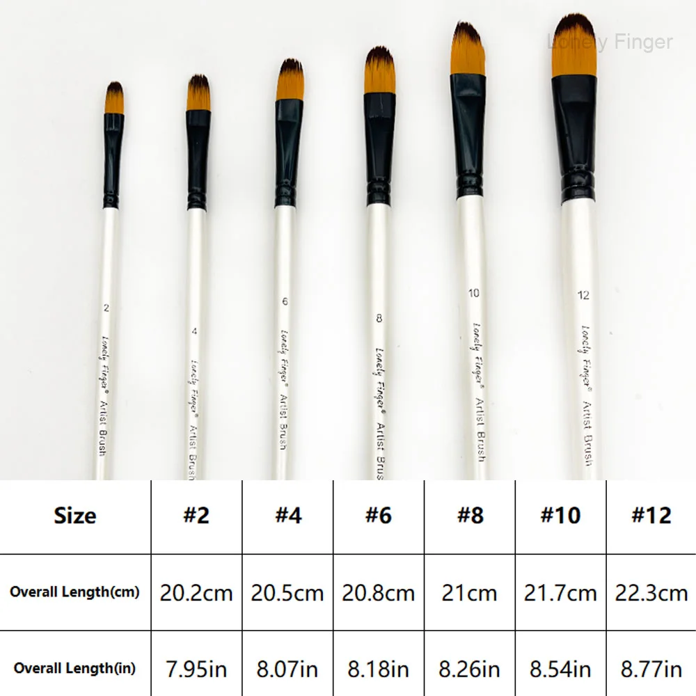 Filbert Paint Brushes Set, 6Pcs Artist Paintbrushes for Acrylic Oil Watercolor Gouache Painting, Premium Nylon Art Paint Brush