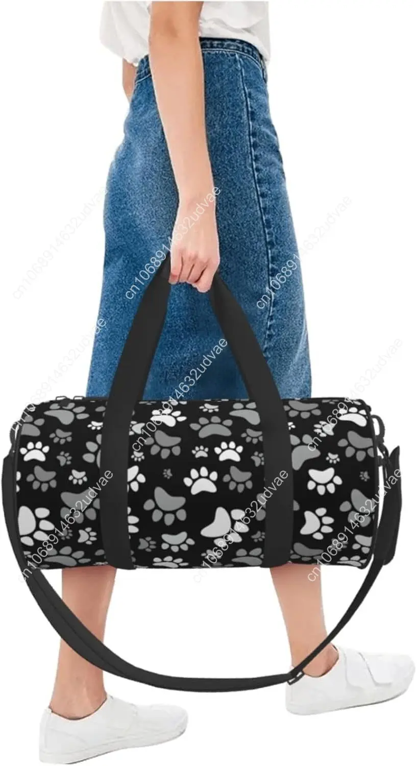 Cute Dogs Paws Sports Gym Bag Travel Duffel Bag Shoes Compartment For Men Women Foldable Lightweight Yoga Gym Sports Bag