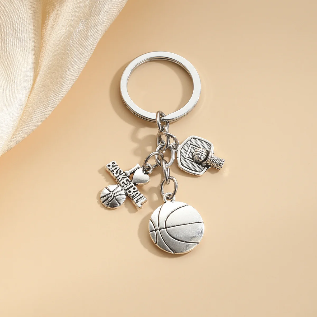 Basketball Basket I LOVE Basketball Keychain Creative Keychain