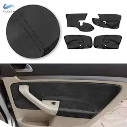 Car Accessories Interior Suede Leather Doors Panel Door Armrest Cover Sticker Trim For VW Golf 5 MK5 Jetta 2005-2010 4pcs LHD