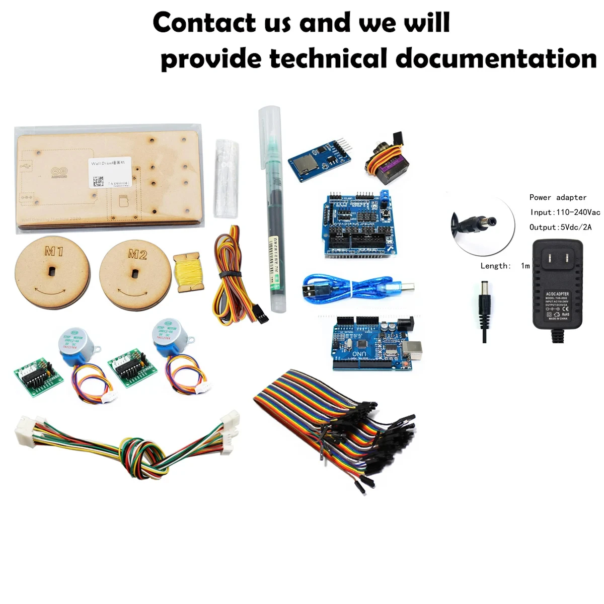 Robot de pintura de pared con trazador de Cable para Arduino, Proyecto a UNO, Motor paso a paso de gráfico Polar, juguetes programables, Kit de