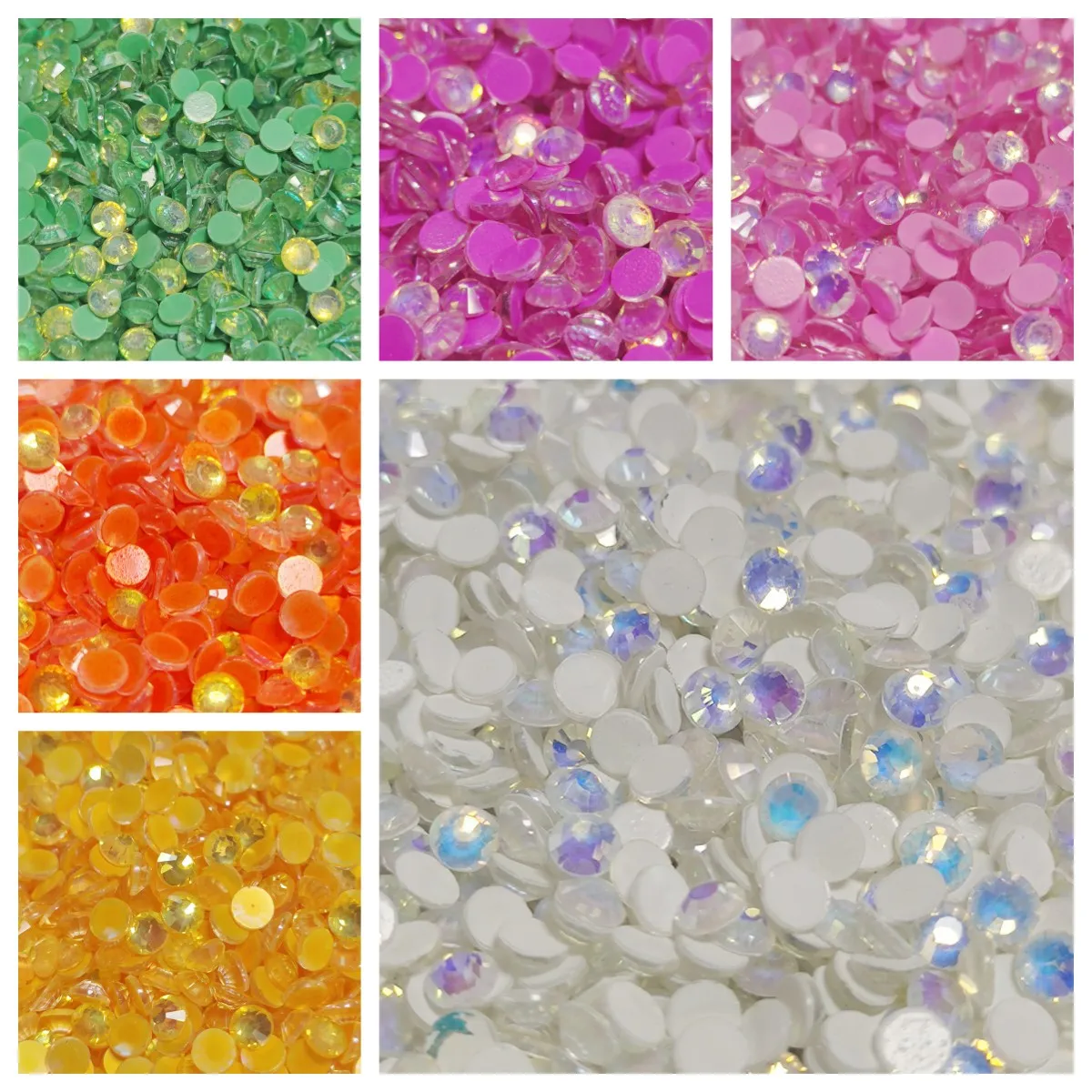 

All Size Glass Fluorescence Noctilucent Aurora Crystal AB Non Hot Fix Rhinestones FlatBack Strass Garment Nail Art Decorations