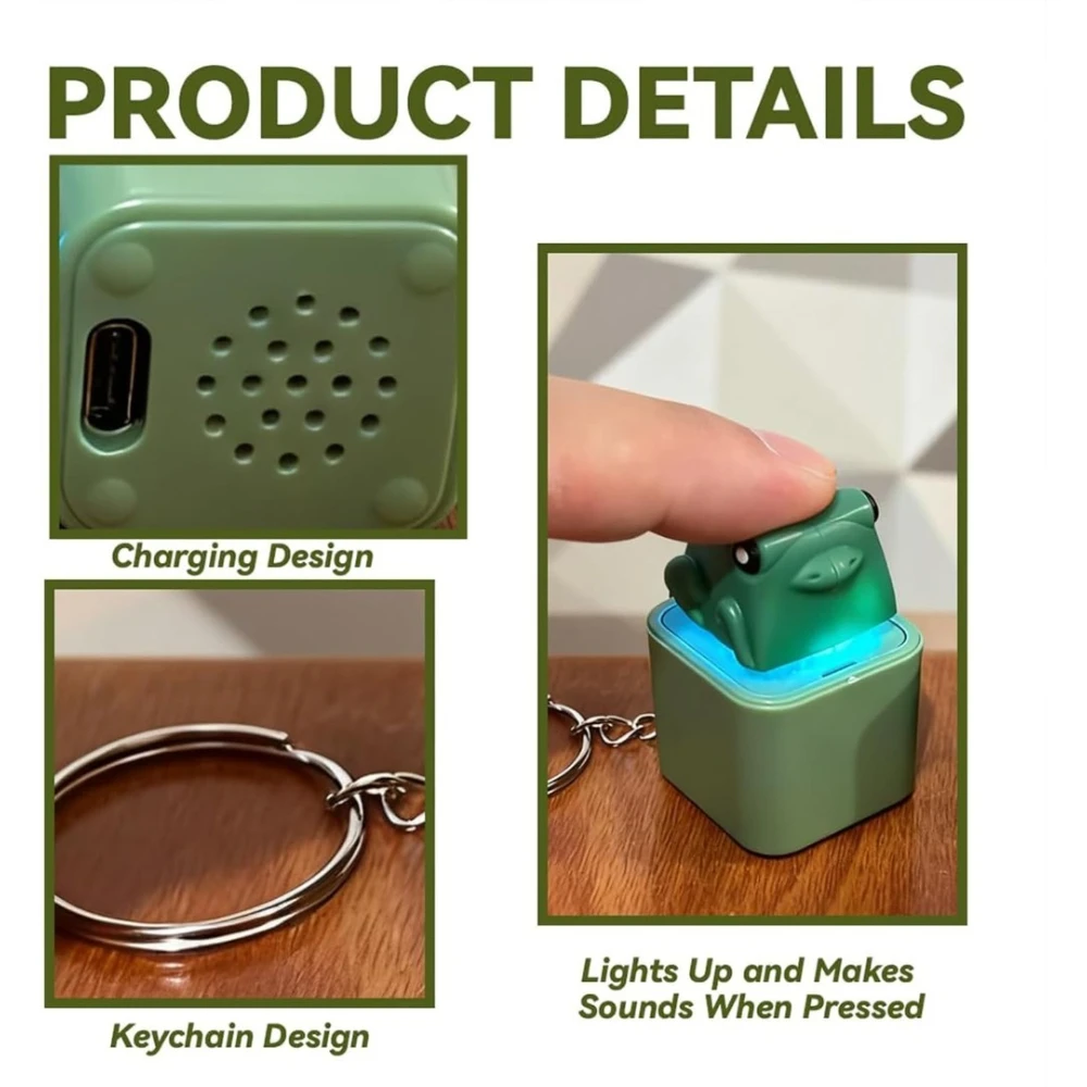 4Pcs Fidget Keyboard Clicker Keychain Funny Duck/frog Stress Relief Thing with Quacking Sound Led Light Portable Pendant