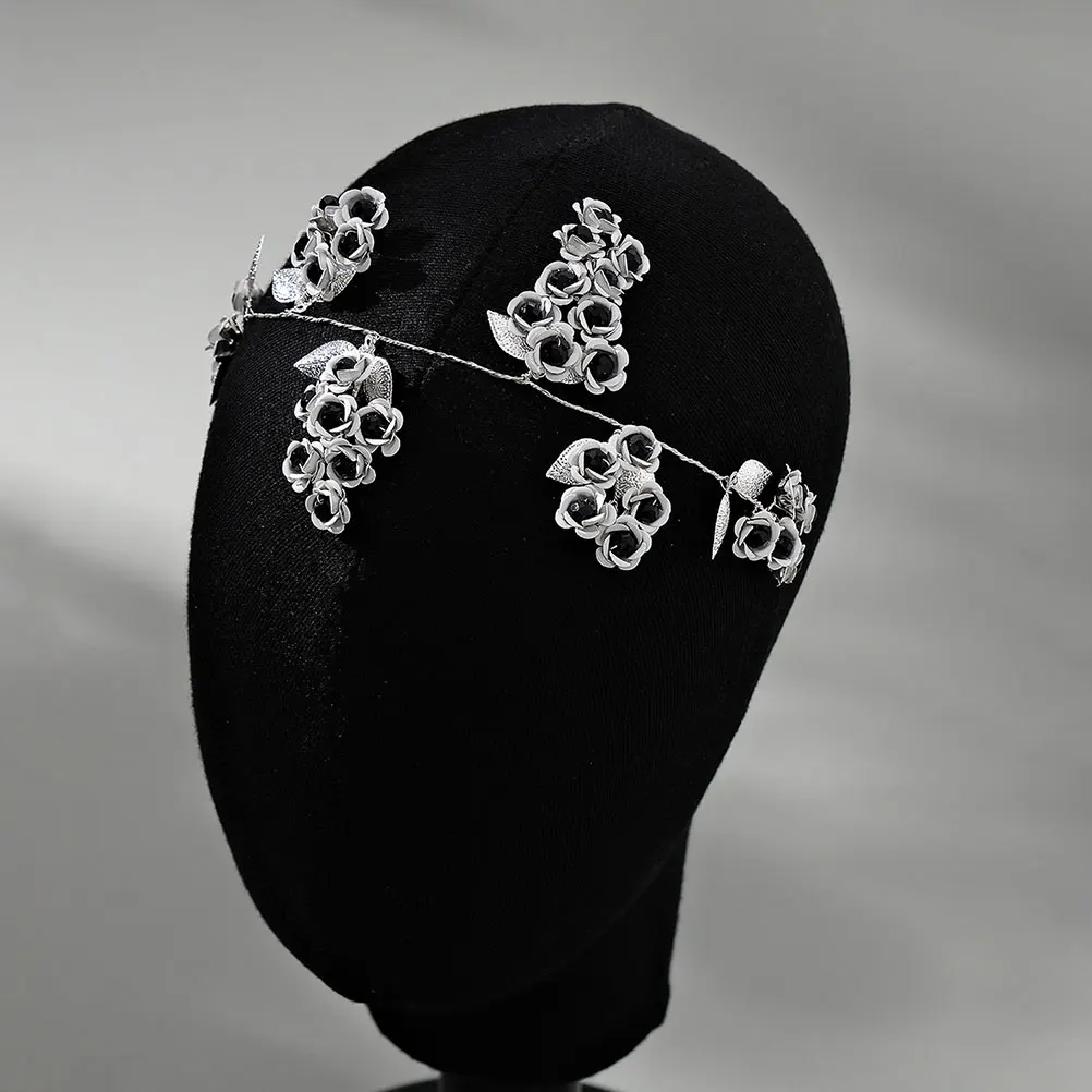 

Rose Hairband Floral Headband Forehead Chain Wedding Headpiece Bride Headdress Metal Hair Jewelry Crown Accessory For Women