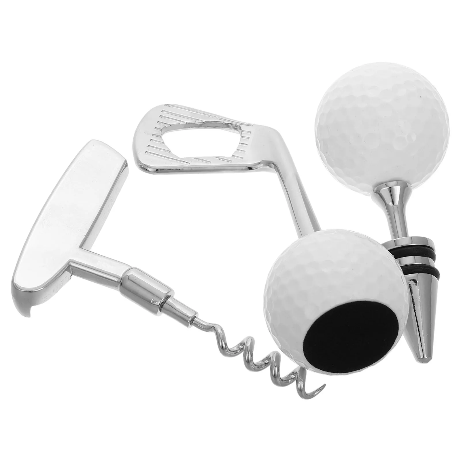 

1 set Golf Stopper Bottle Opener Silver Stainless Steel Portable Beer Opener Airtight Seal Stoppers Bar Tools