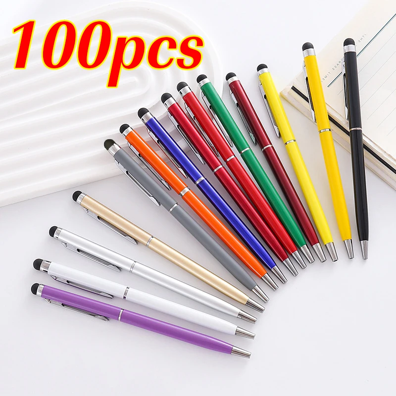 

100 Pcs of 13-color Mini Metal 2-in-1 Stylus Universal Ballpoint Pen Custom Logo Advertising Pen Text Engraving Office School