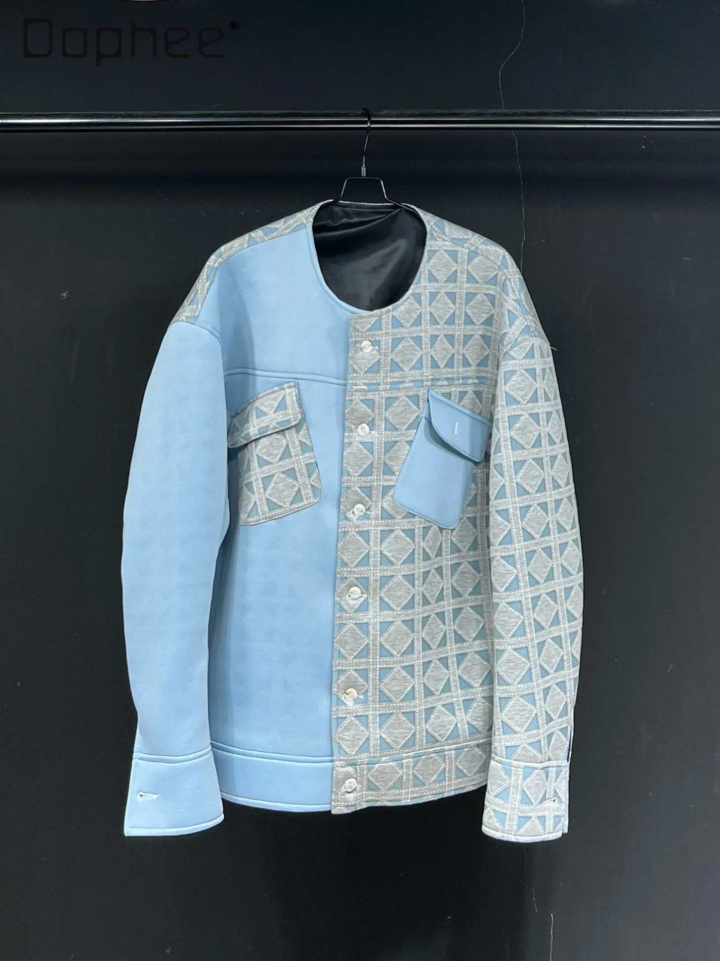 Chinese Style Splicing Printing Crew Neck Single-breasted Jacket Spring Summer New High-end Temperament Loose Casual Jacket Top