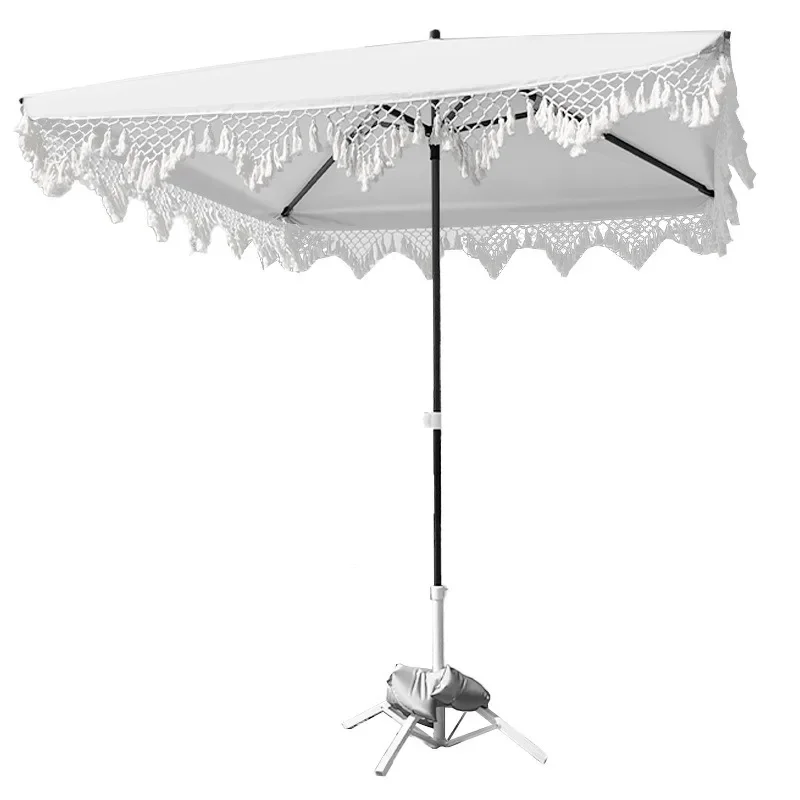 Seaside vacation beach courtyard fringed sun pool terrace parasol square umbrella cross-border foreig