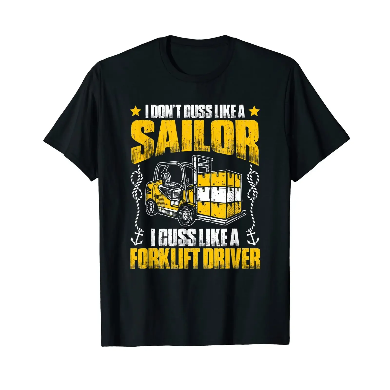 Forklift Operation I Cuss Like A Driver T Shirt black vintage Washed Stretched Top For Everyday Wear Slightly Soft streetwear
