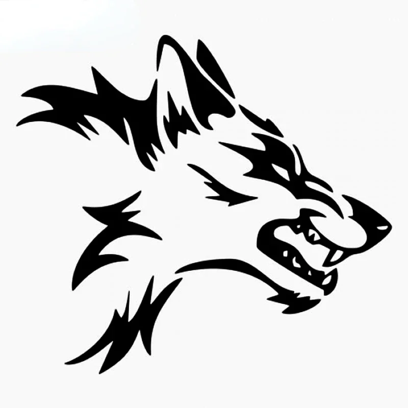 New Design Fashion Beast Wolf Head Decal Racing Vinyl Fashion Car Body Sticker Covered Decorative Sticker Black/Silver, 10cm