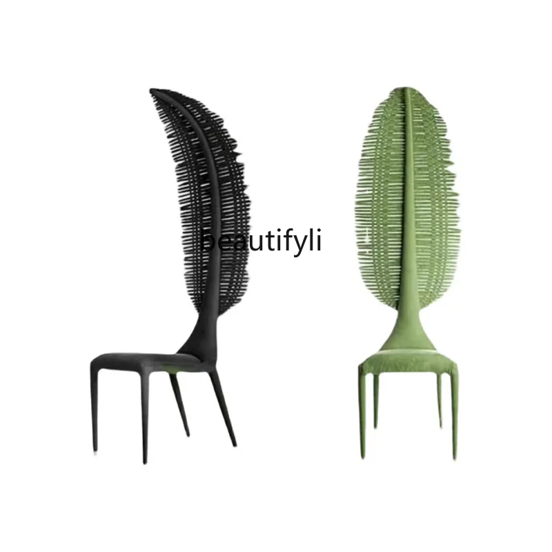 

Banana Art Fan-Shaped Chair Hand-Knitted Fabric Feather Dining Chair Special-Shaped Chicken Feather Shape Chair