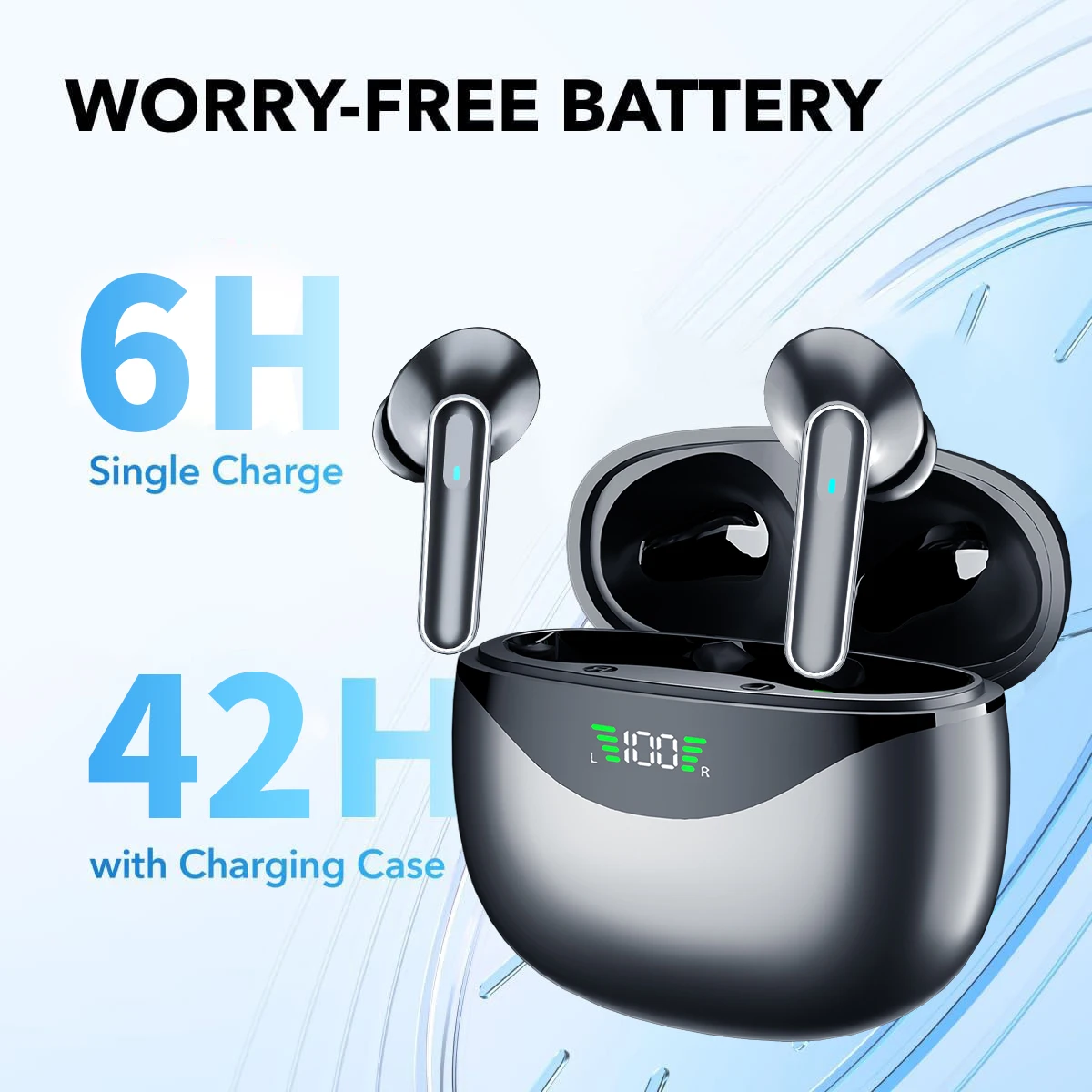 DP4 wireless Bluetooth earphones in ear noise cancelling sports gaming earphones with high battery life and long standby time