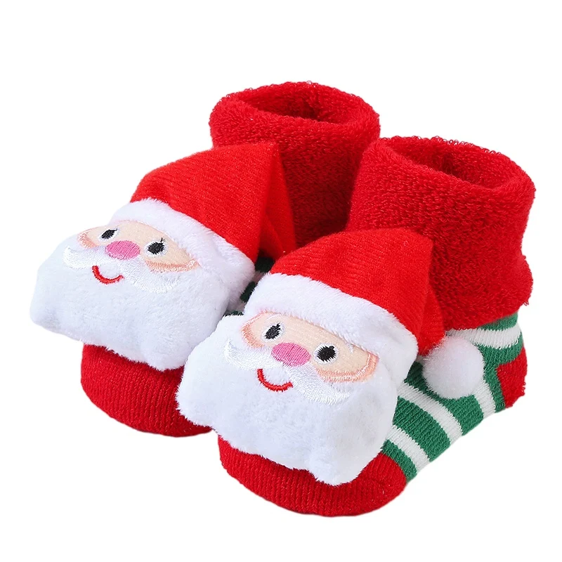 Kids Christmas Socks For 0-3T Children\'s Short Socks Girls Boys Winter Warm Cotton Toddler New Year Gift Santa Claus Socks