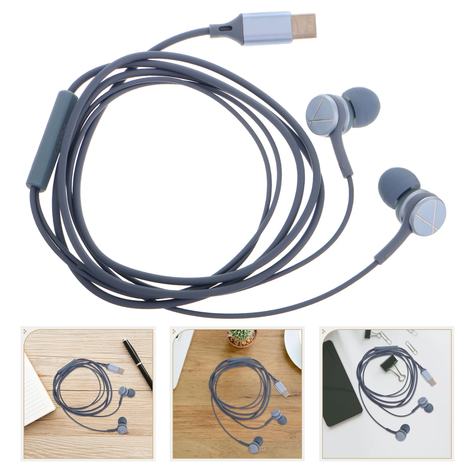 

Noise Cancelling Music Earbuds Type C Wired Headphones For Phone Portable Stereo Bass Comfortable Fit Travel Work