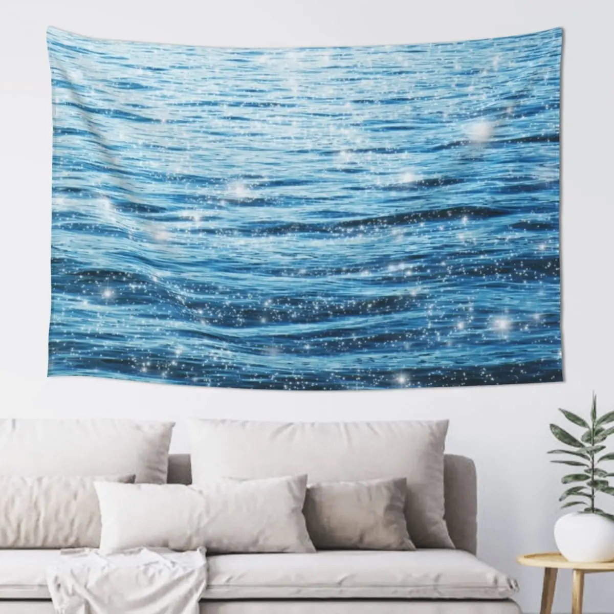 

Sparkly Blue Ocean Tapestry Room Decor Aesthetic Home Decoration Accessories Tapestry