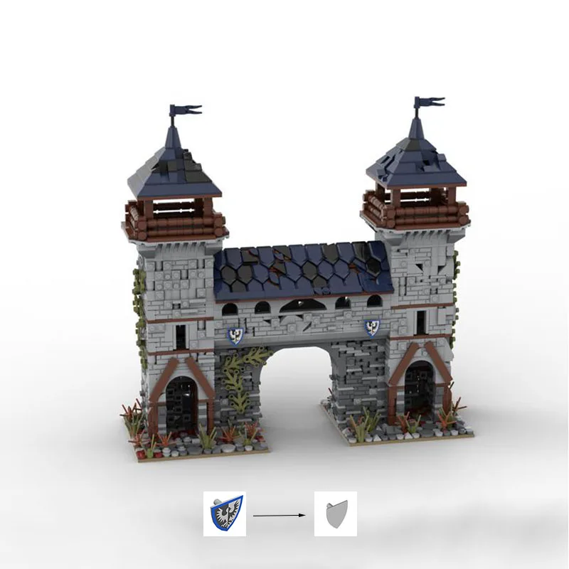 2692PCS MOC Medieval Black Falcon Outpost Architecture Street View Assembling Model Building Blocks Toy Brick Sets Holiday Gifts