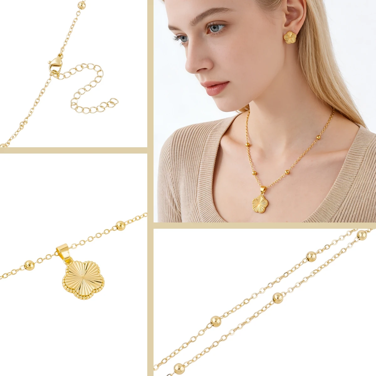 Romantisches 2-teiliges Schmuckset mit Anhänger, Halskette und Ohrringen, perfekt für Frauen, Bräute, Hochzeiten, Geschenke und Mädchen-Geburtstage – Detail 20