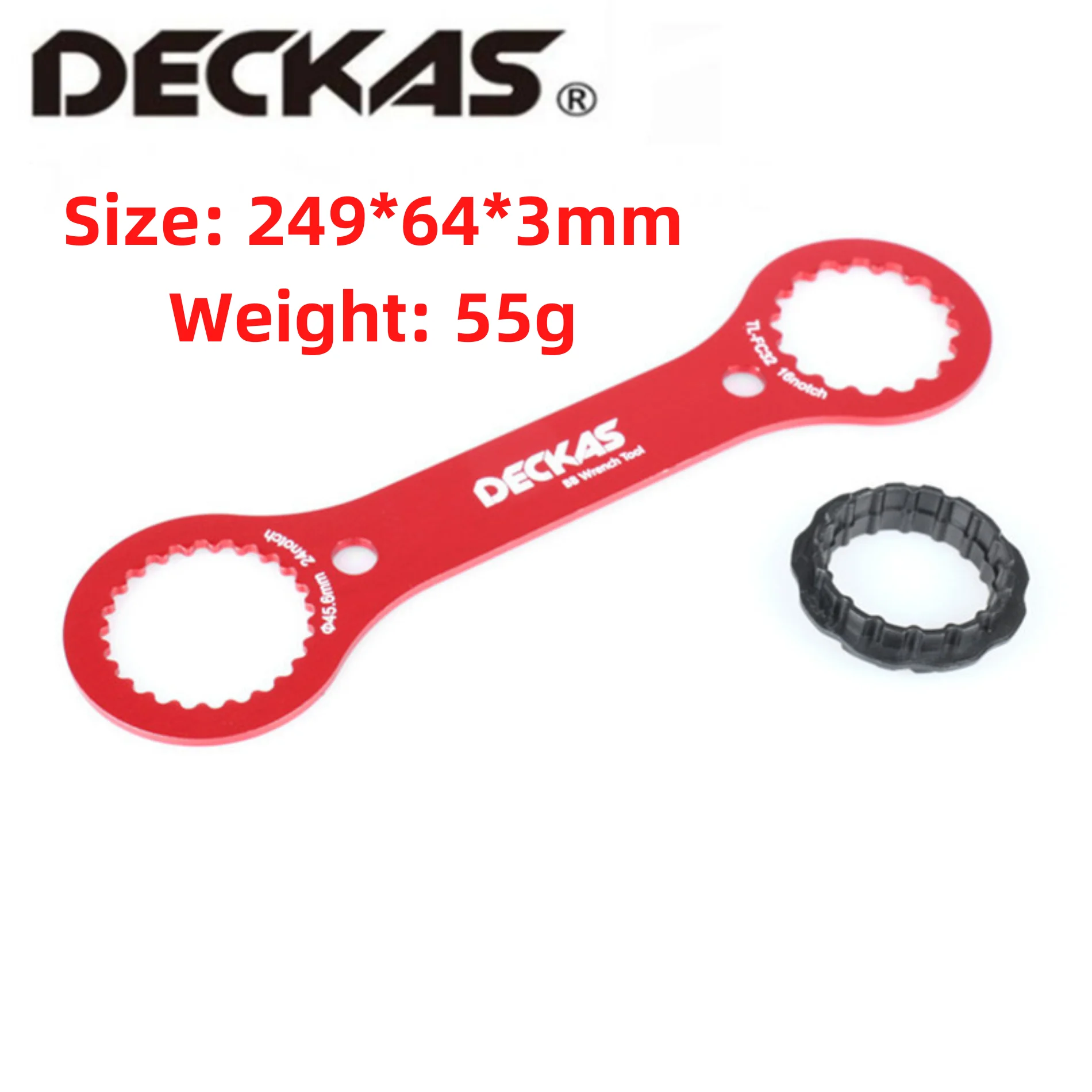 DECKAS Multifunction BB Wrench Tool DW-018 249*64*3mm Red DUB/TL-FC32 Adapter Of TL-FC25/TL-FC24 BB Bottom Bracket Repair Tool