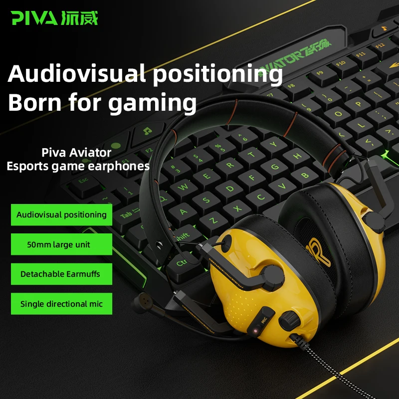 

PIVA U100 USBJack 7.1 Virtual Channel Wired Headphones Headworn Game Earbuds With Microphone ENC Noise Cancelling Gaming Headset