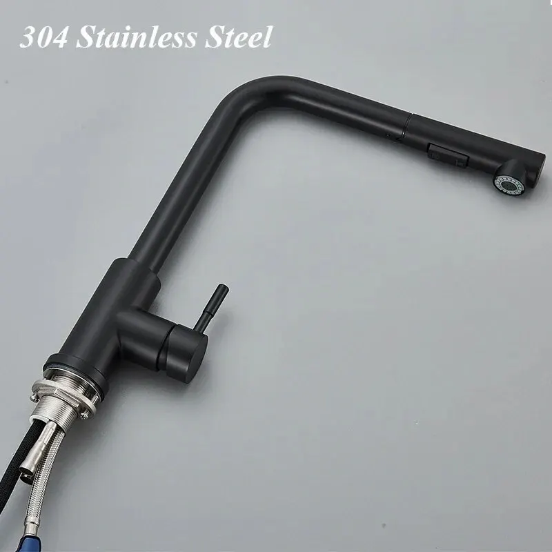 304 Stainless Steel Kitchen Faucet Retractable Sink Mixer Tap Two Mode Kitchen Sink Faucet Deck Mounted Crane Hot&Cold Mixer Tap