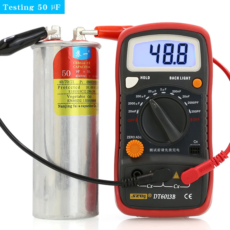 SZBJ DT6013B is a high-precision digital capacitance meter specifically designed for quick measurement of capacitors.