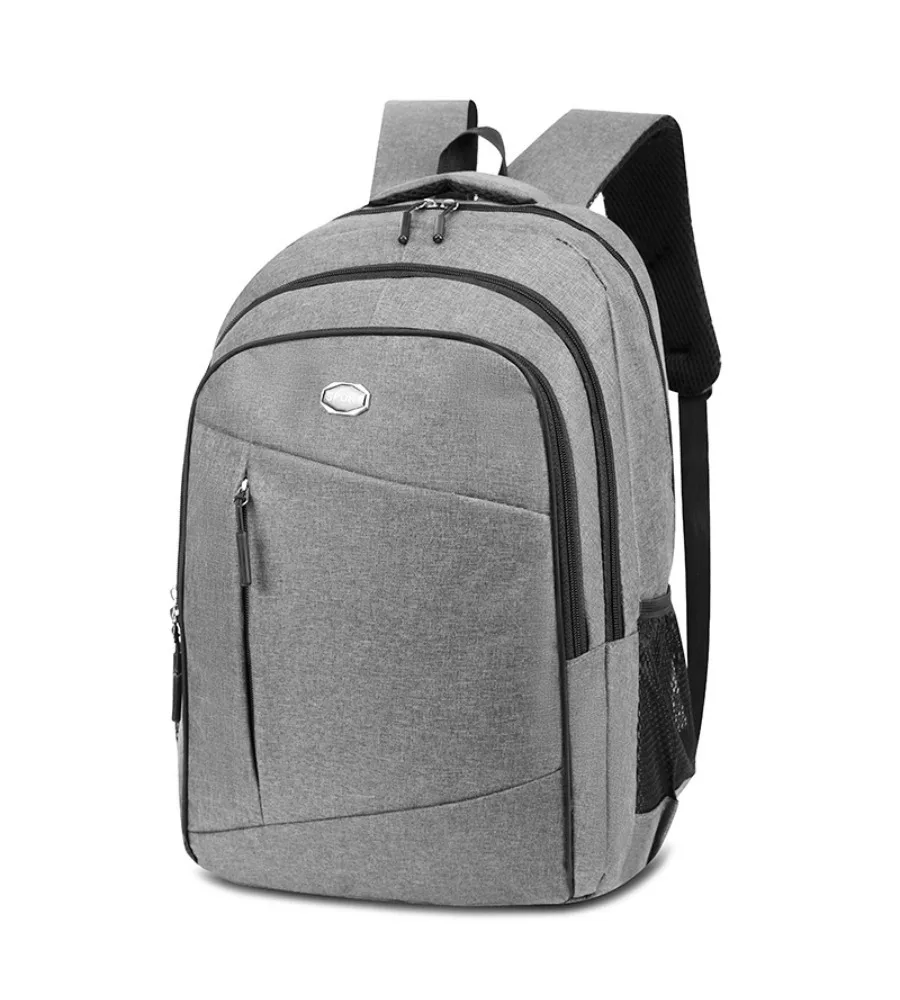 Minimalist light gray men's laptop backpack anti-splash lightweight schoolbag for college students and daily use