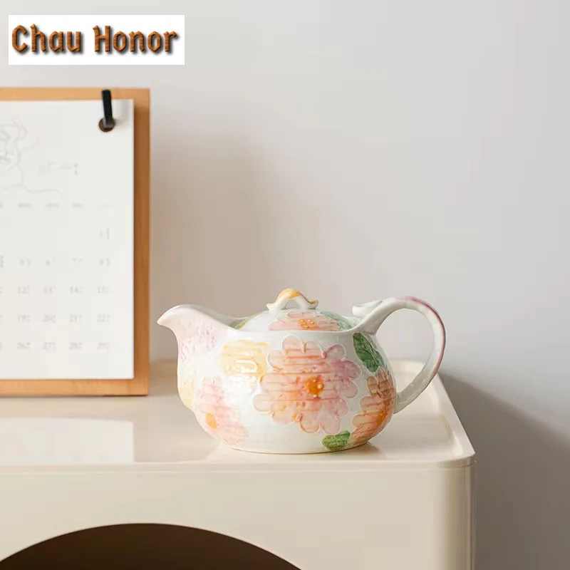 480ml Japanese Jiutian Fired Ceramic Teapot Beauy Hand-pained Flower Pot Wih Sieve Filter Household Tea Brewing Kettle Teaware