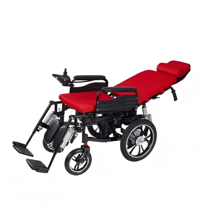 New cheap folding portable electric wheelchair high backrest reclining wheelchair for the elderly