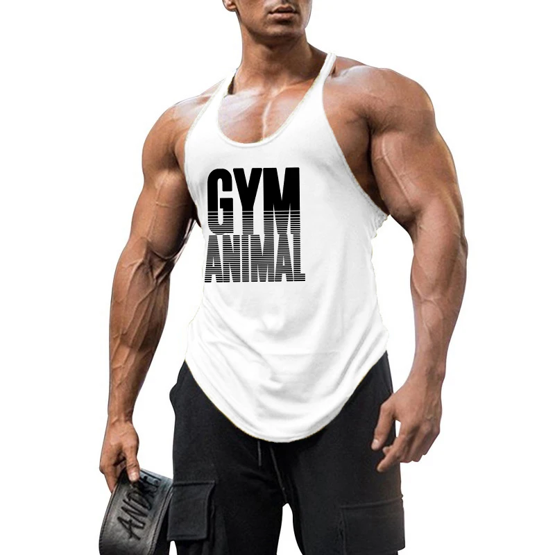 Mens Running Vest Gym Workout Tank Top Cotton Sleeveles Fitness Shirt Bodybuilding Muscle Tee Quick Dry Summer Sports Activewear