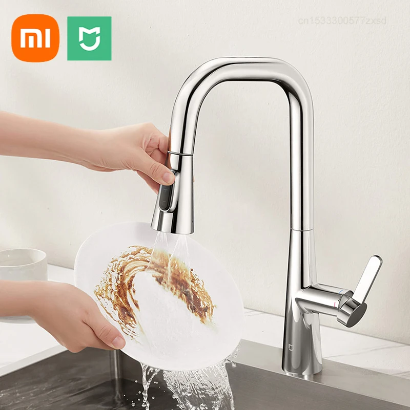 

Выдвижной кухонный смеситель Xiaomi Mijia S1, кран для холодной и горячей воды с двойной щеткой, вращение на 360 °, для домашней кухни