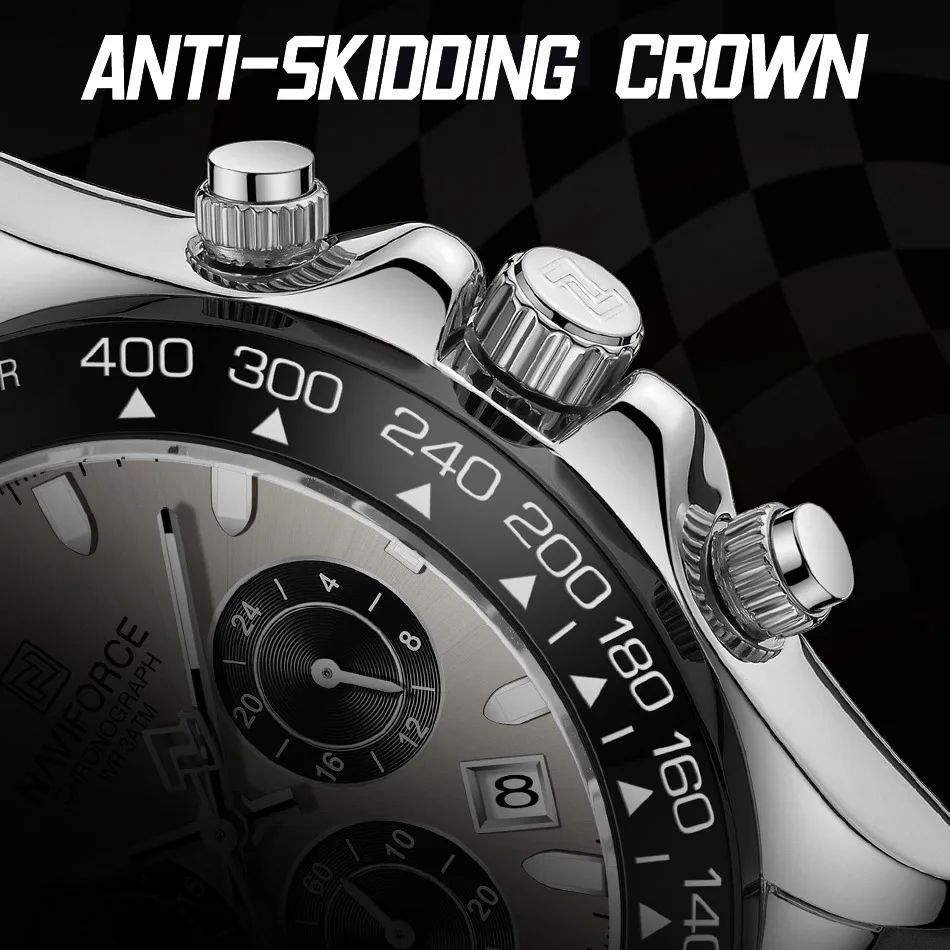 Top Brand NAVIFORCE Luxury Men's Watches Waterproof Sports Quartz Clock Silicone Strap Chronograph Luminous Wristwatches Gift