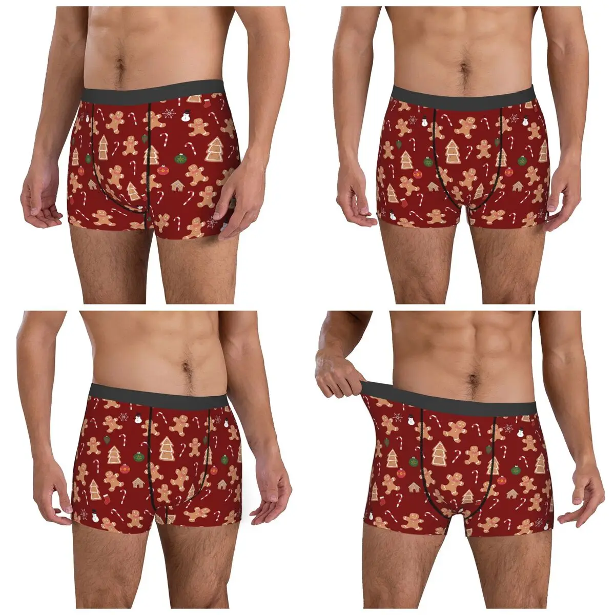 الملاكم السروال السراويل عيد الميلاد الزنجبيل الكوكيز سراويل الرجال ملابس داخلية مريحة ل أوم رجل صديقها هدية