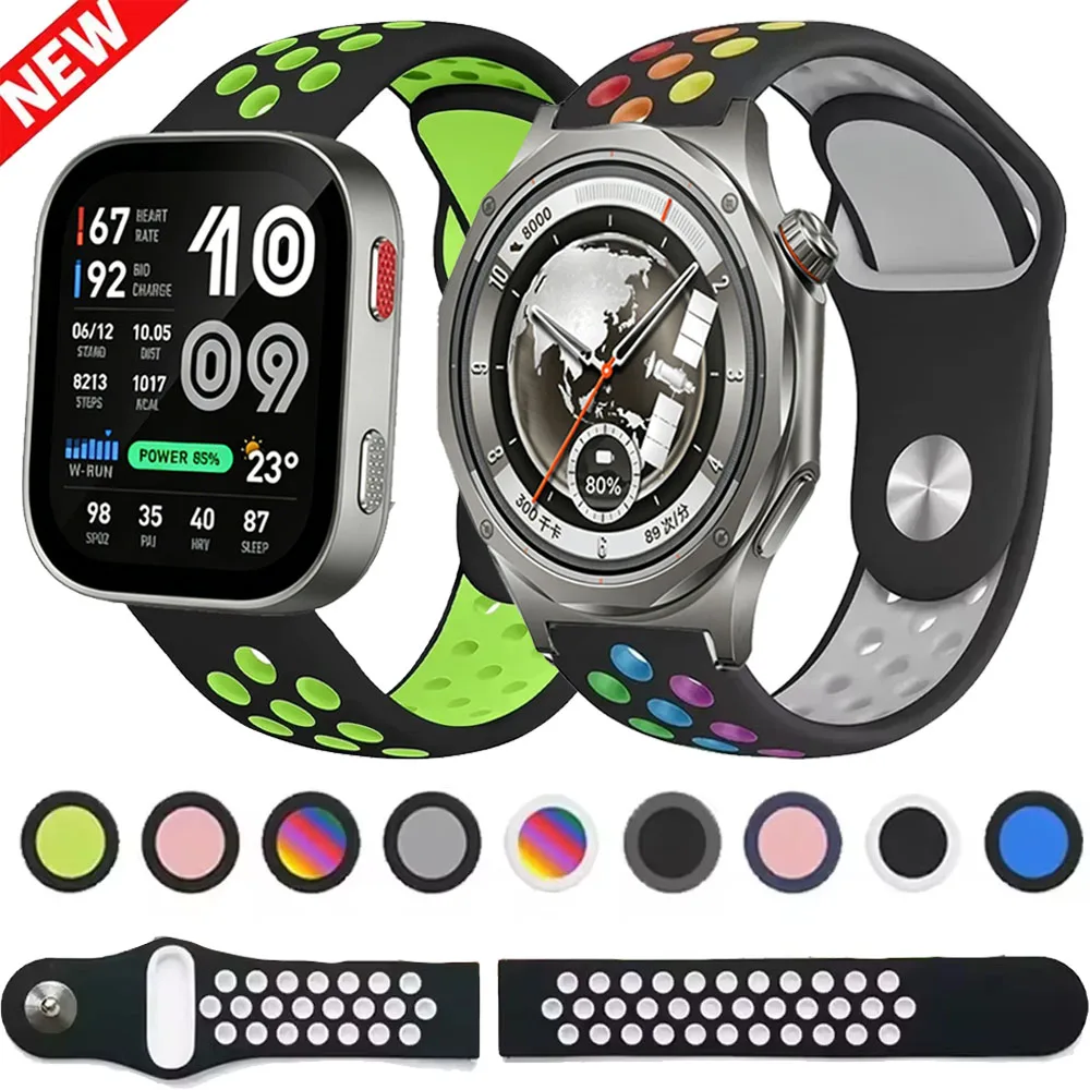 18/20/22mm Silicone Strap for OPPO Watch X3/S/X3 Mini Sports Wristband for Oneplus Watch 4/Lite/3 43mm Amazfit Balance 3 Bip Max