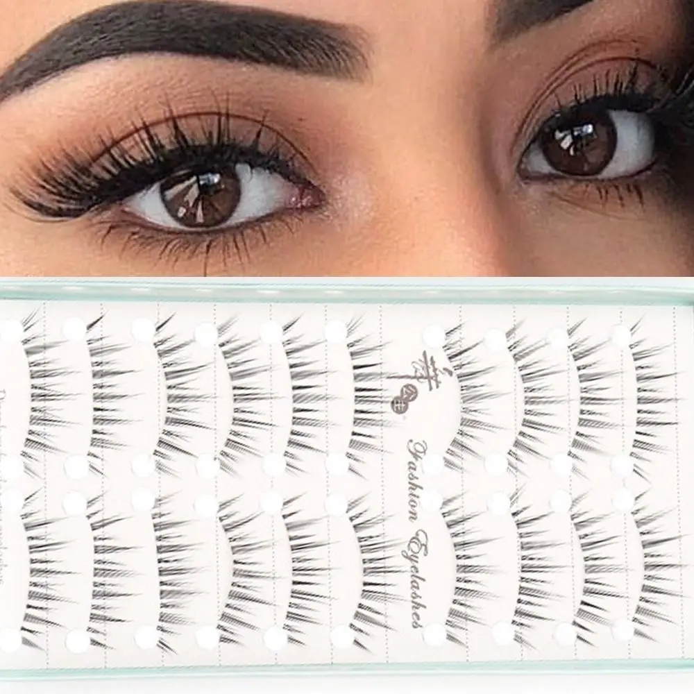 10 Par Nowych Sztucznych Rzęs 3D Naturalnych, Miękkie Rzęsy z Imitacji Norek, Rzęsy Manga, Ręcznie Robione, Wielokrotnego Użytku, Krótkie Rzęsy, Narzędzie do Makijażu Oczu
