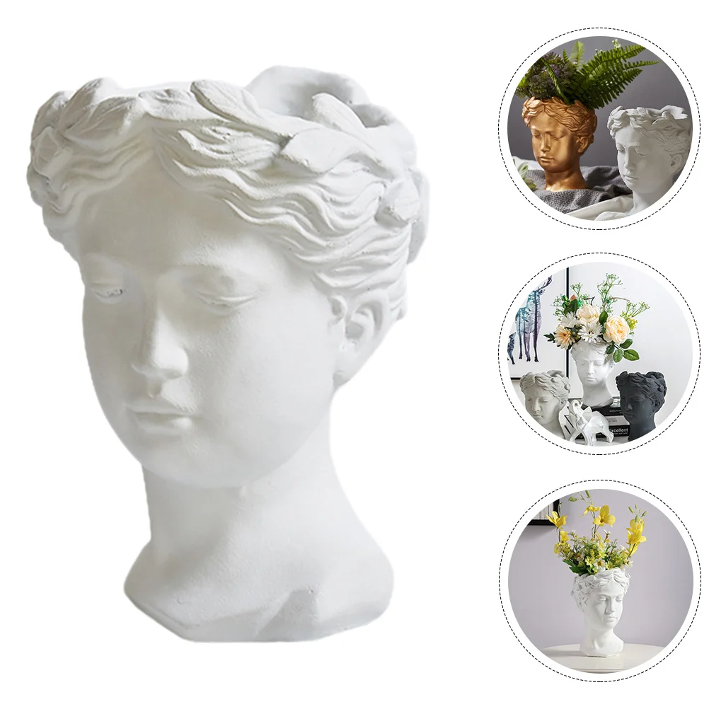 

Goddess Human Head Flower Pot Resin Statue Planter Vase For Home Office Decor Succulent Arrangement Desktop Decoration