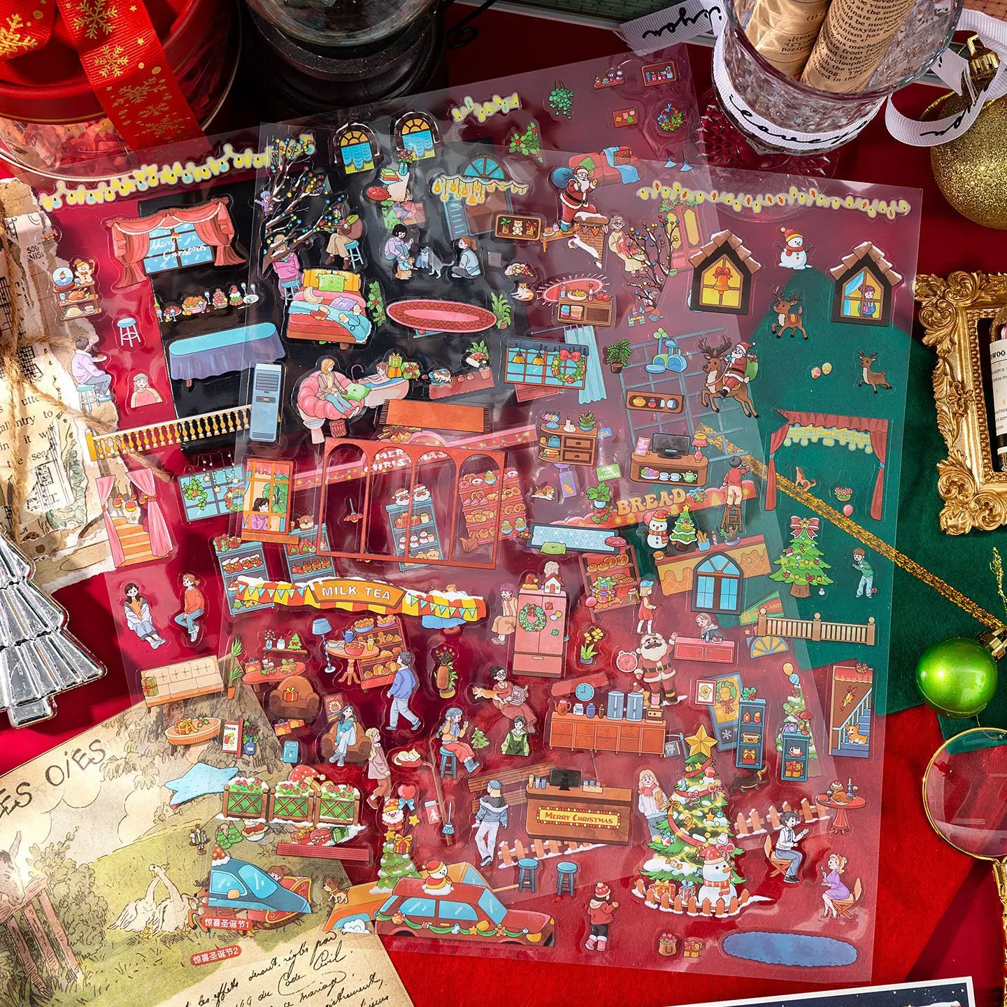 Kawaii هالوين كرنفال 3D المدينة الصينية السنة الجديدة المشهد ملصق DIY جيب المقصورة المشهد هدايا عيد الميلاد #3