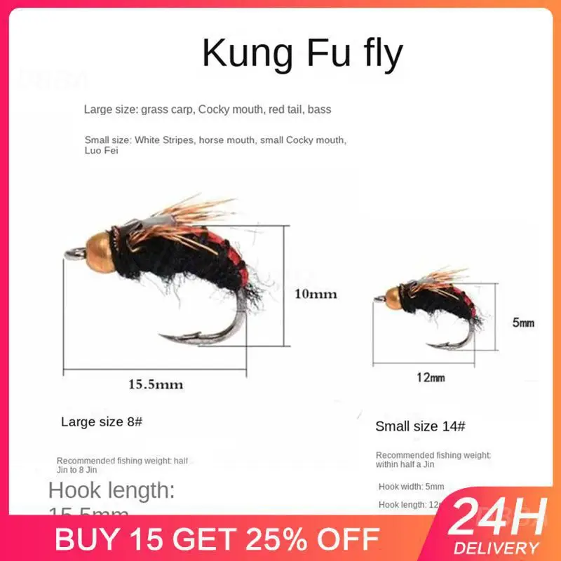 Artificial Swimbait High Simulation Kung Fu Little Fly Fish Accessories Fly Hook Fake Bait Realistic Multi-size For Fishing