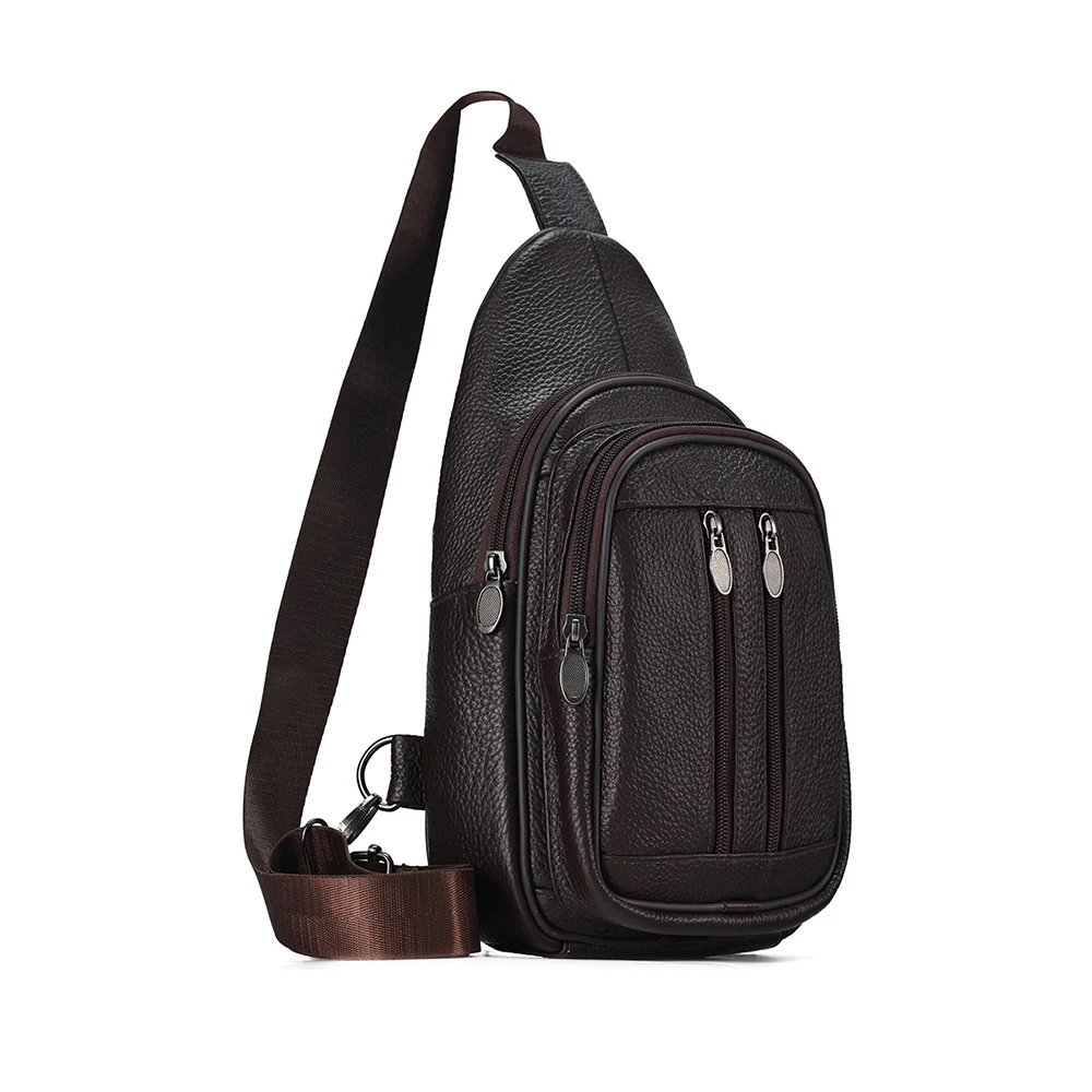 New leather men's bag cowhide casual crossbody bag lightweight and large capacity men's chest bag