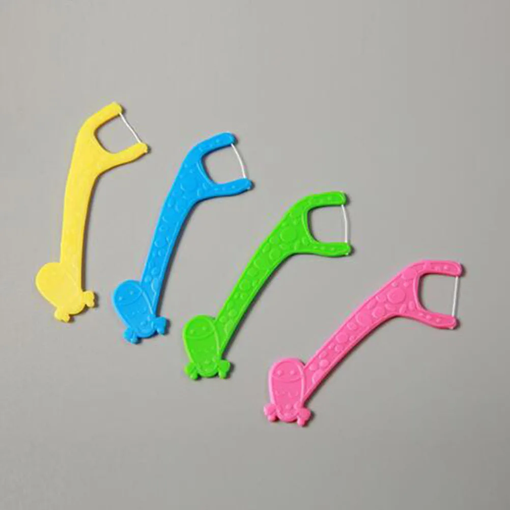 

60pcs Giraffe Shape Kids Floss Picks Dental Thread Clean Teeth Plaque Removal Fresh Breath Non Slip Handle Back Teeth Access