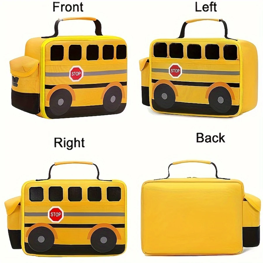 1pc Children School Bus Lunch Bag Car Insulated Box Boys Girls Picnic Back To School Ice Lunch Bags Cooler Thermal Organizers