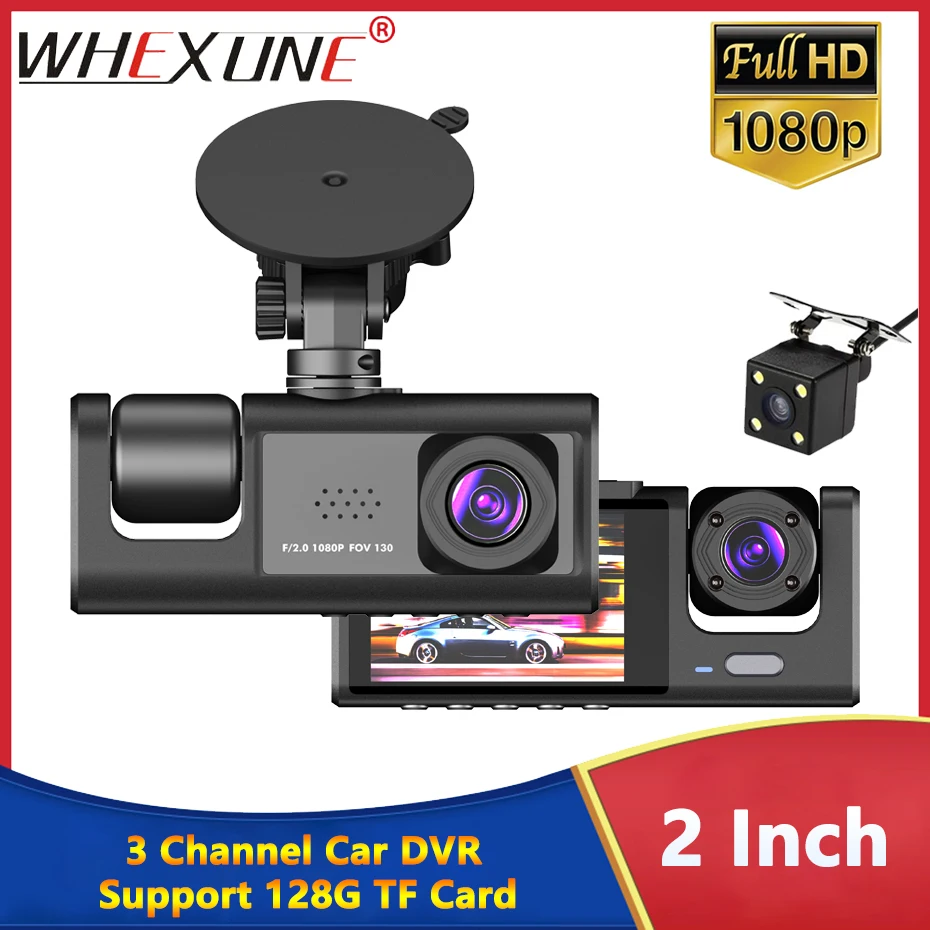 3 Channel Car DVR Dash Cam Camera FHD 1080P Video Driving Recorder G-Sensor Parking Monitor Motion Detection Dashboard Cameras